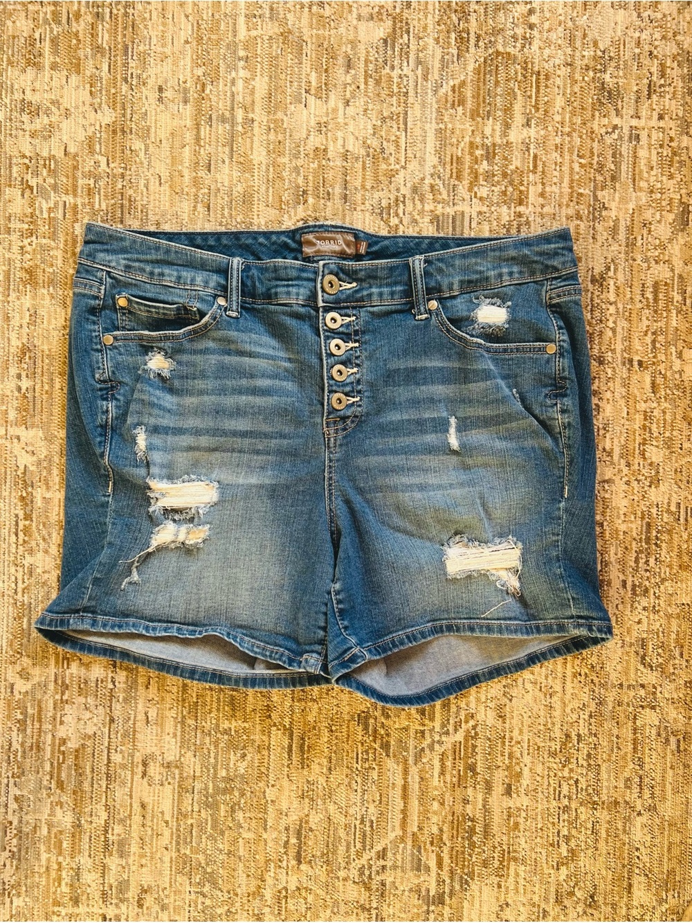 Torrid Medium Wash Distressed Button-Fly Denim Shorts